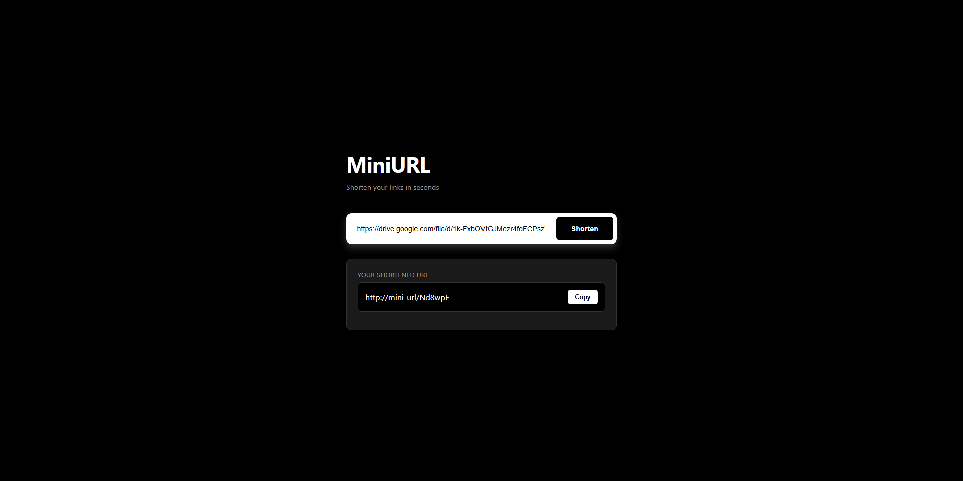 MiniURL Screenshot